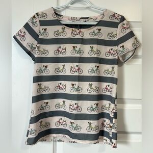 NWT Sugarhill Boutique Bicycle Print Striped Women's Tee